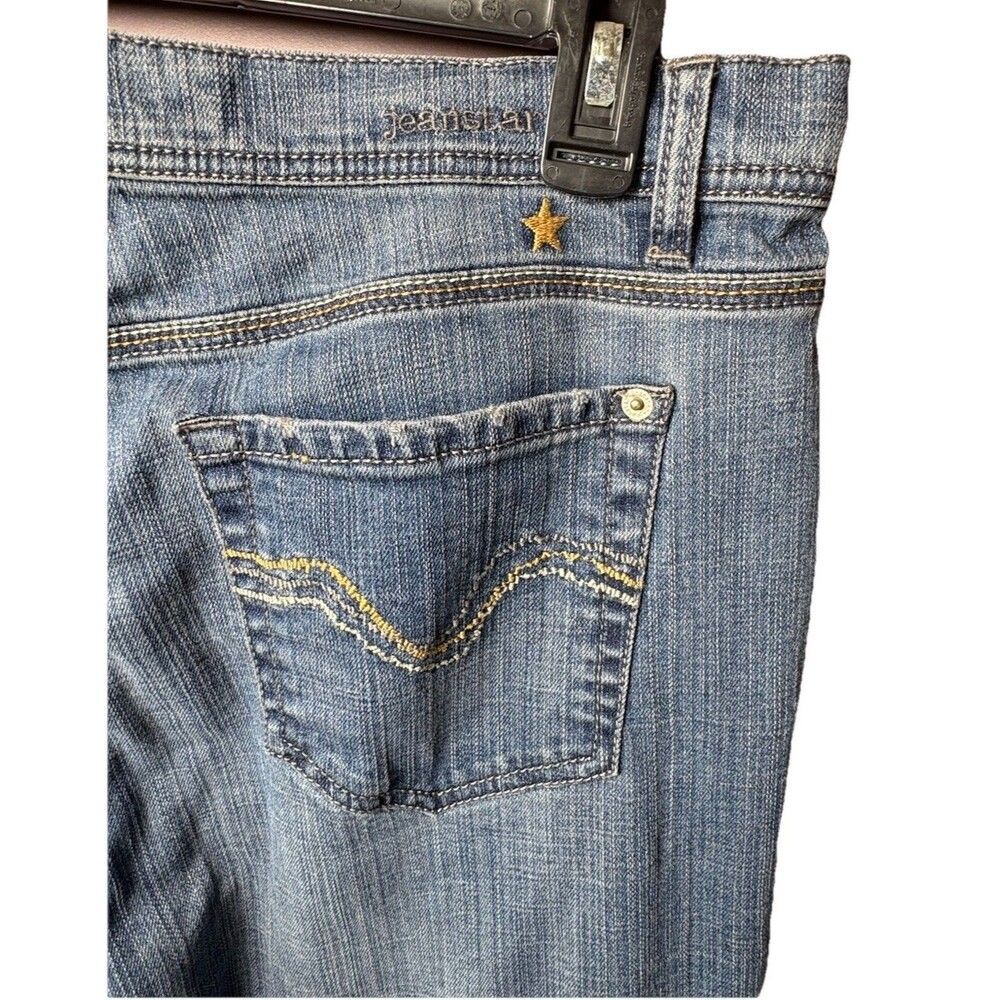 Jeanstar Belle Flare Jeans Womens 12 Medium Wash Blue Denim High Rise Stretch - Picture 5 of 12